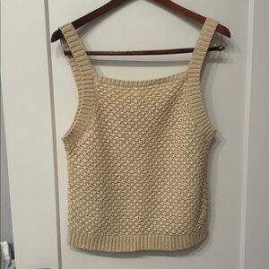 NWOT J. Crew Off White Tan Cream Woven Knit Tank Cropped Top - Large L
